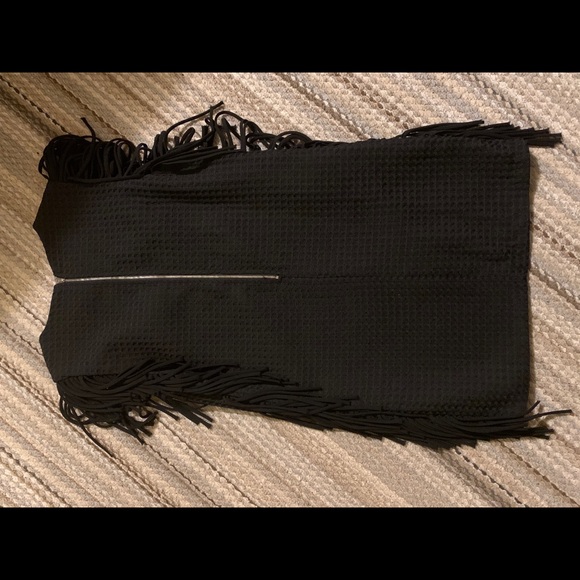 ENGLISH FACTORY fringe black sheath dress - Picture 3 of 11